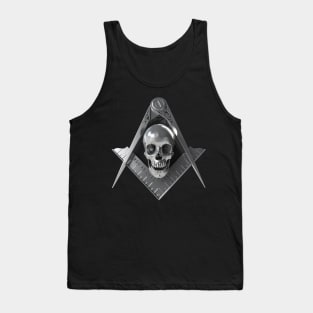 Silver Skull Square & Compass Masonic Freemason Tank Top